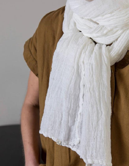 Couleur Chanvre Hemp Scarf in White Limestone