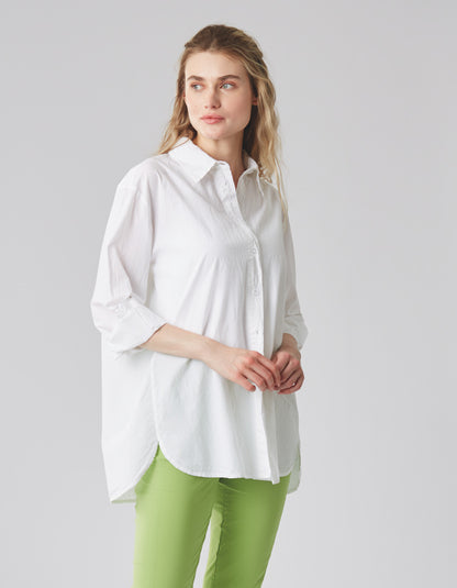 loose fit oversized white cotton shirt with crinkle effect