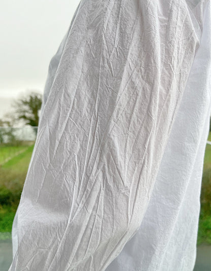 loose fit oversized white cotton shirt with crinkle effect