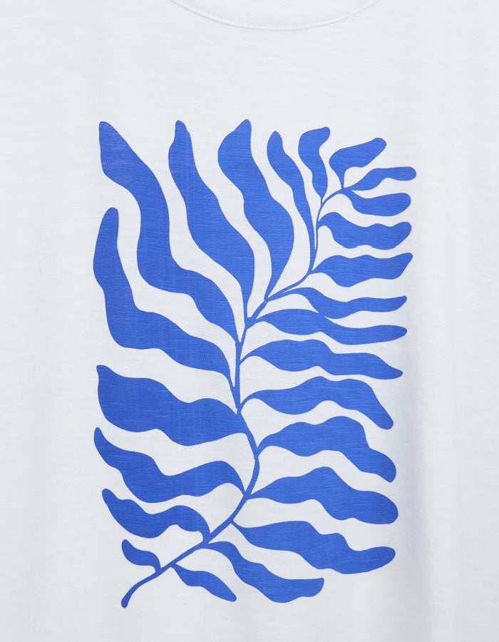 Batela Leaf Print Tee in White