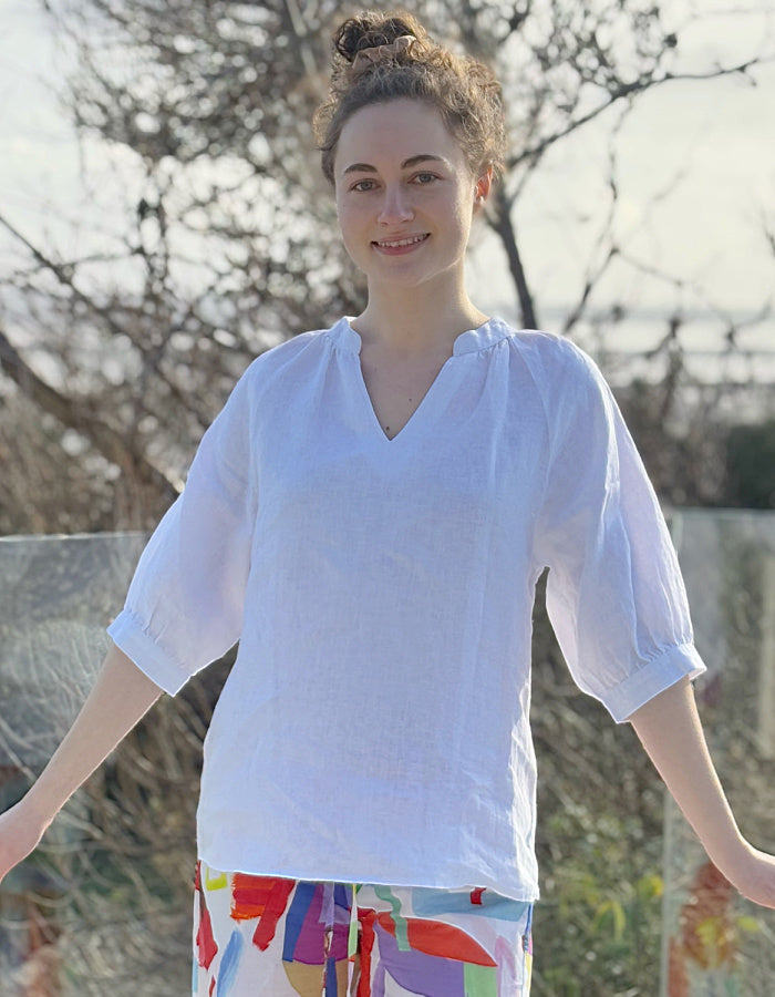 oversized white linen shirt