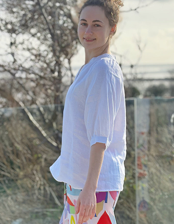 oversized white linen shirt