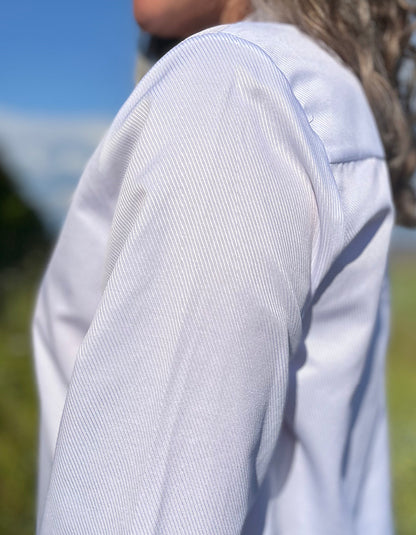 classic white shirt with button down front and collar