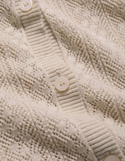 soft natural coloured pointelle cotton cardigan
