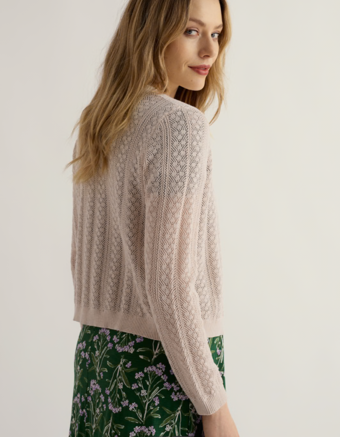soft natural coloured pointelle cotton cardigan