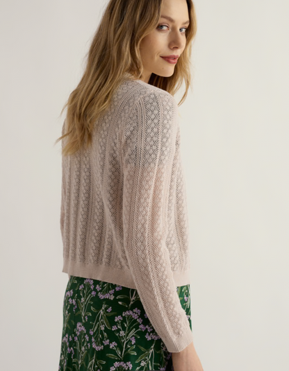 soft natural coloured pointelle cotton cardigan