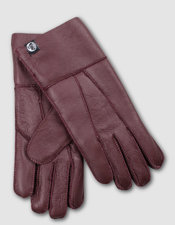 Danefae No Waste Sheepskin Gloves in Burgundy