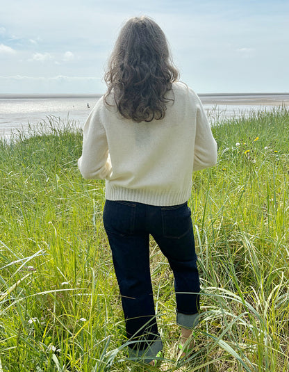 winter white short lambswool cardigan