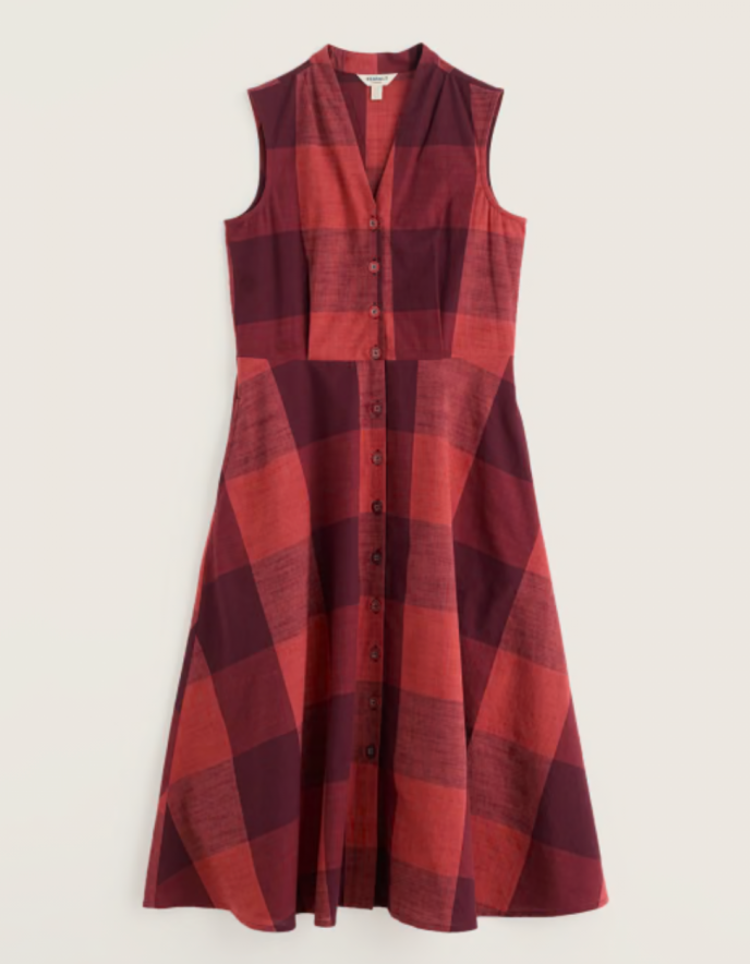 Red plaid dress on a white background