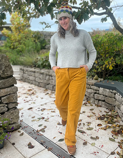 wide leg corduroy trousers in a rich shade of mustard yellow