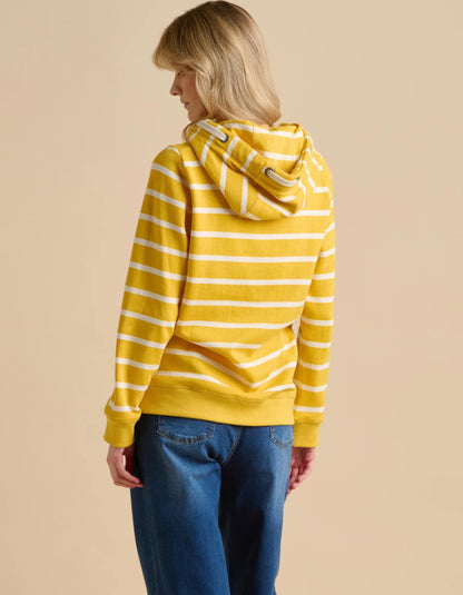 yellow and white striped cotton cosy hooded sweatshirt