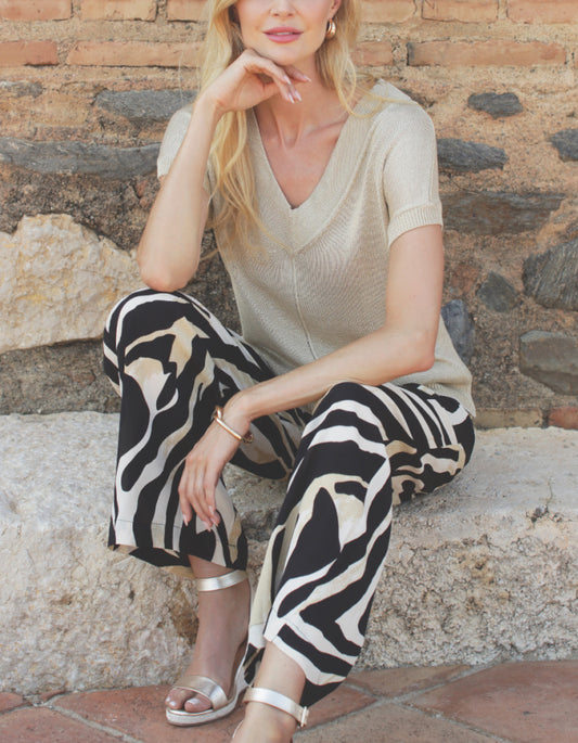 Pomodoro Wide Leg Zebra Trousers