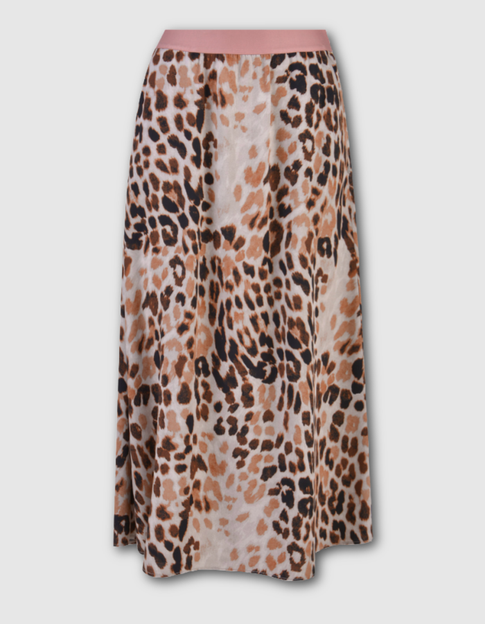 animal print midi skirt with elasticated waistband