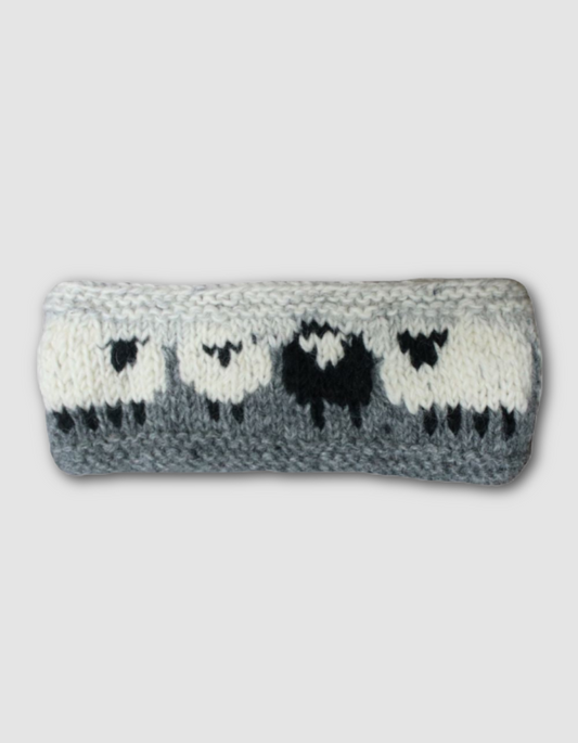 grey sheep wool headband