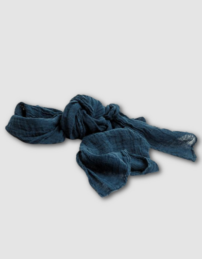 soft hemp unisex scarf in Japanese blue