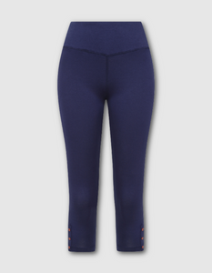 organic cotton 3/4 length cropped leggings in navy blue