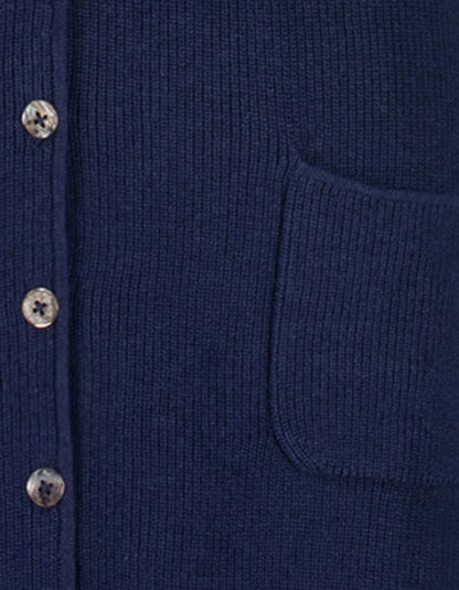 navy blue long cotton ribbed cardigan
