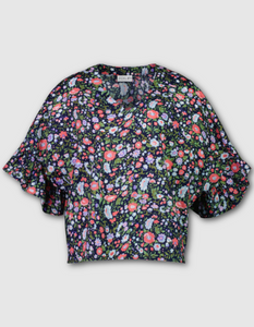 ditsy floral oversized summer cotton top with boho sleeves