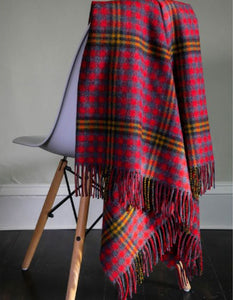 Lochcarron Lambswool Blanket in Red Red Rose