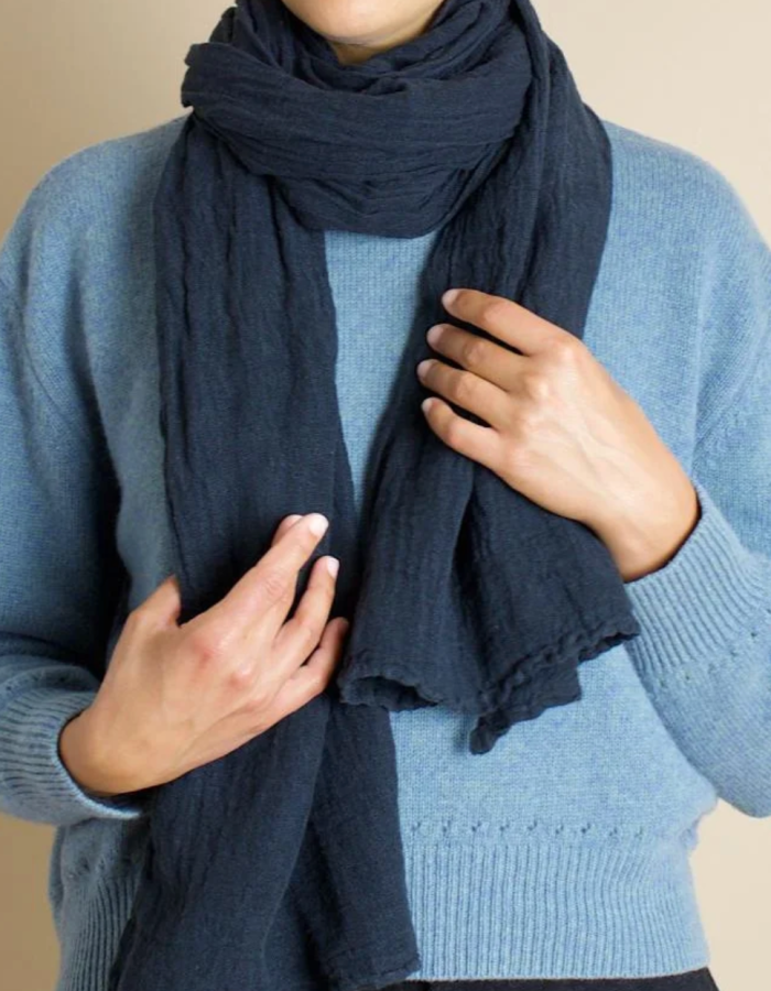 soft indigo blue unisex chanvre hemp scarf