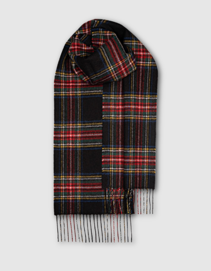 Lochcarron Lambswool Scarf in Stewart Black Modern