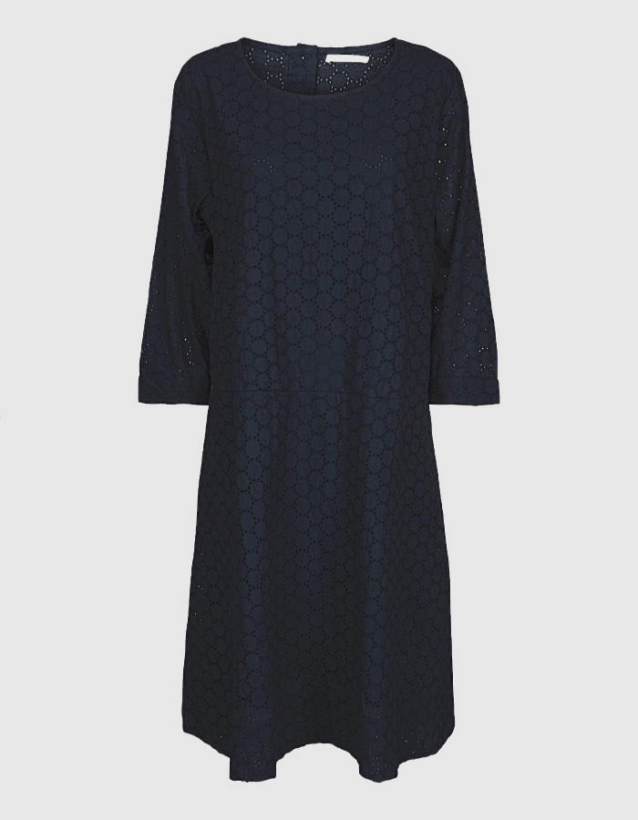 Two danes navy lace cotton drop waist dress with sleeves